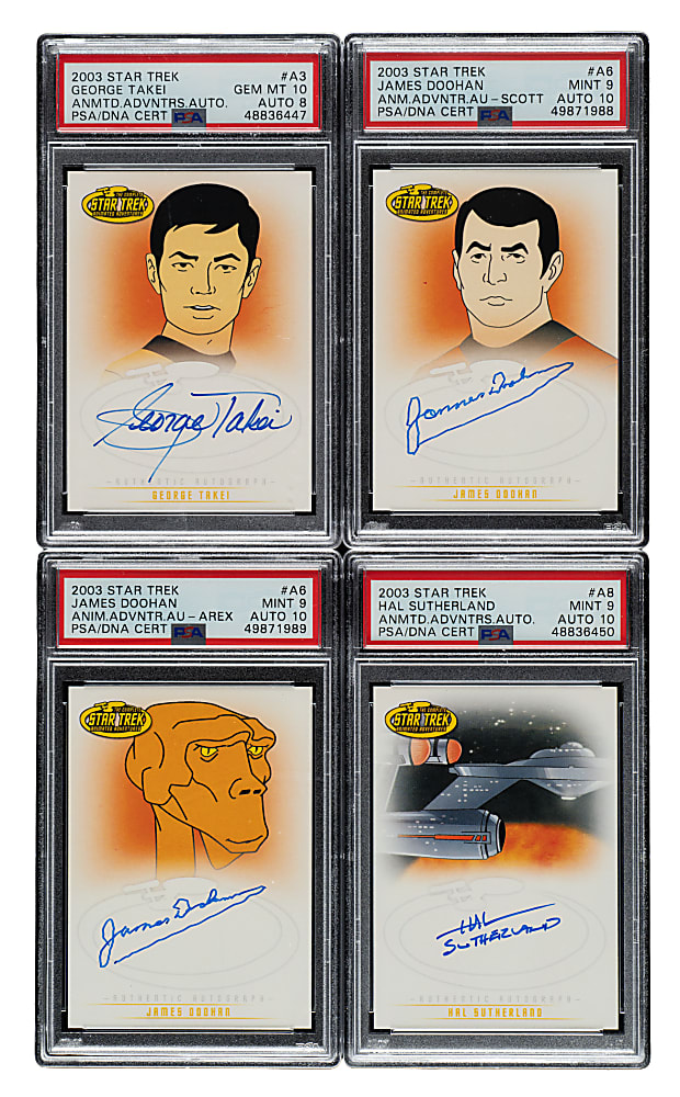 2003 Rittenhouse "Star Trek" Animated Adventures Autograph PSA-Graded Near-Complete Set (9/12)