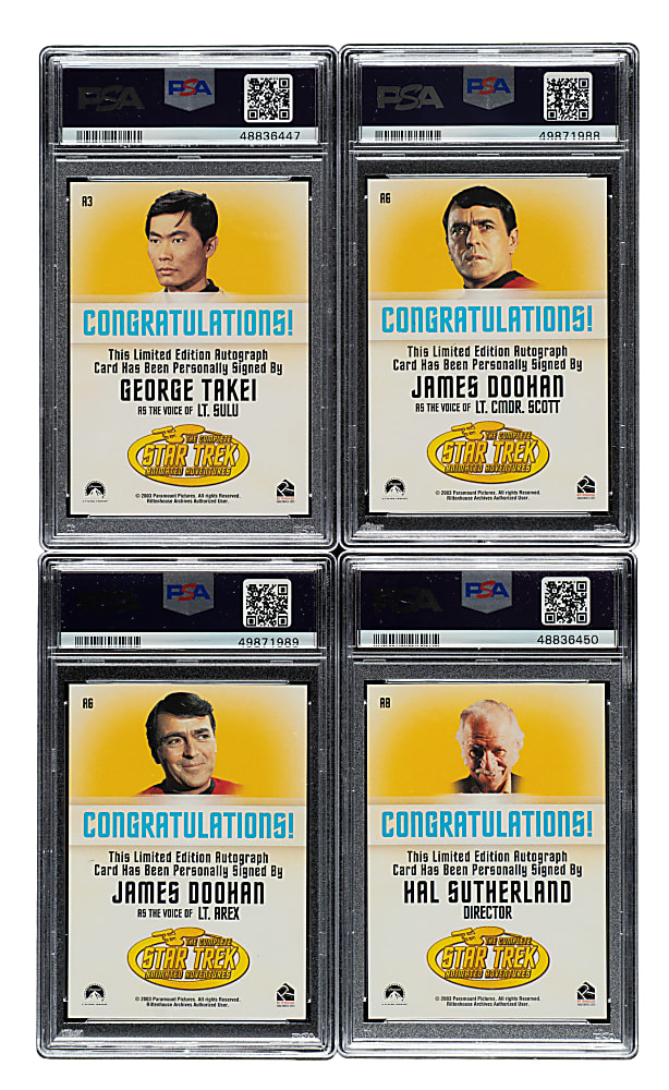 2003 Rittenhouse "Star Trek" Animated Adventures Autograph PSA-Graded Near-Complete Set (9/12)