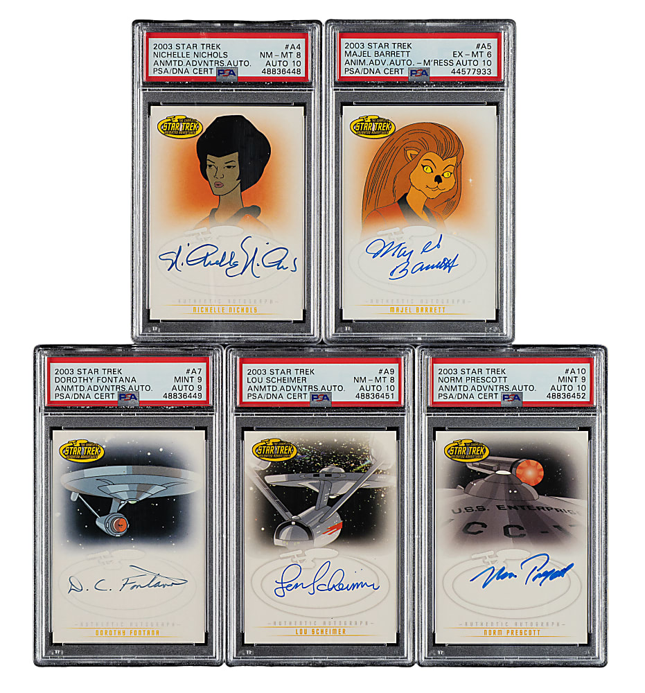 2003 Rittenhouse "Star Trek" Animated Adventures Autograph PSA-Graded Near-Complete Set (9/12)