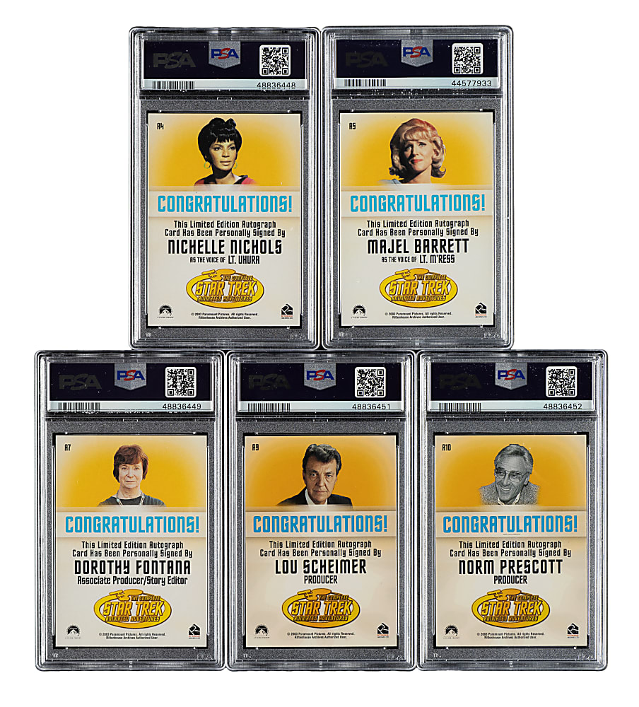 2003 Rittenhouse "Star Trek" Animated Adventures Autograph PSA-Graded Near-Complete Set (9/12)