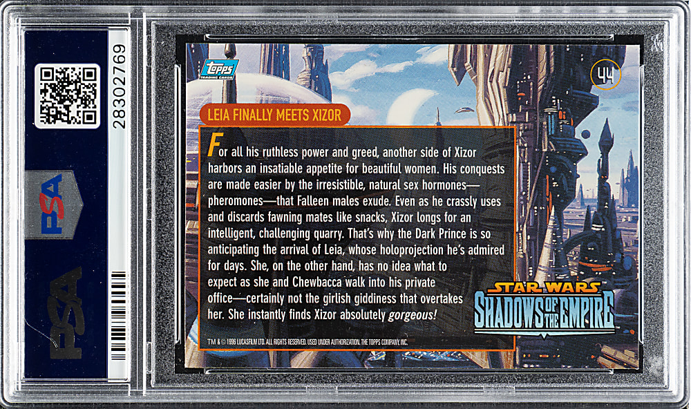 1996 Topps "Star Wars" Shadows of the Empire #44 Leia Finally Meets Xizor Original Artwork by Tim and Greg Hildebrandt Plus PSA GEM MINT 10 Card