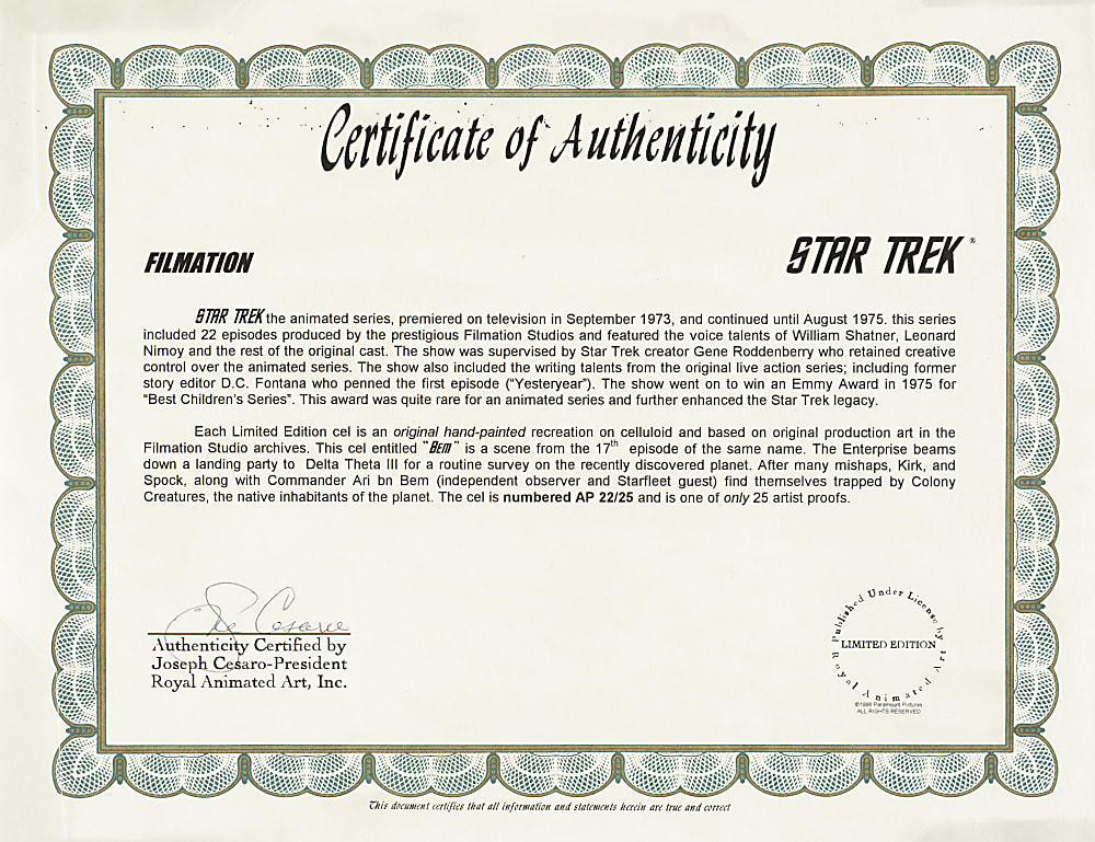 2003 Rittenhouse "Star Trek" Animated Adventures Autograph PSA-Graded Trio in Framed Displays with Limited-Edition Celluloids