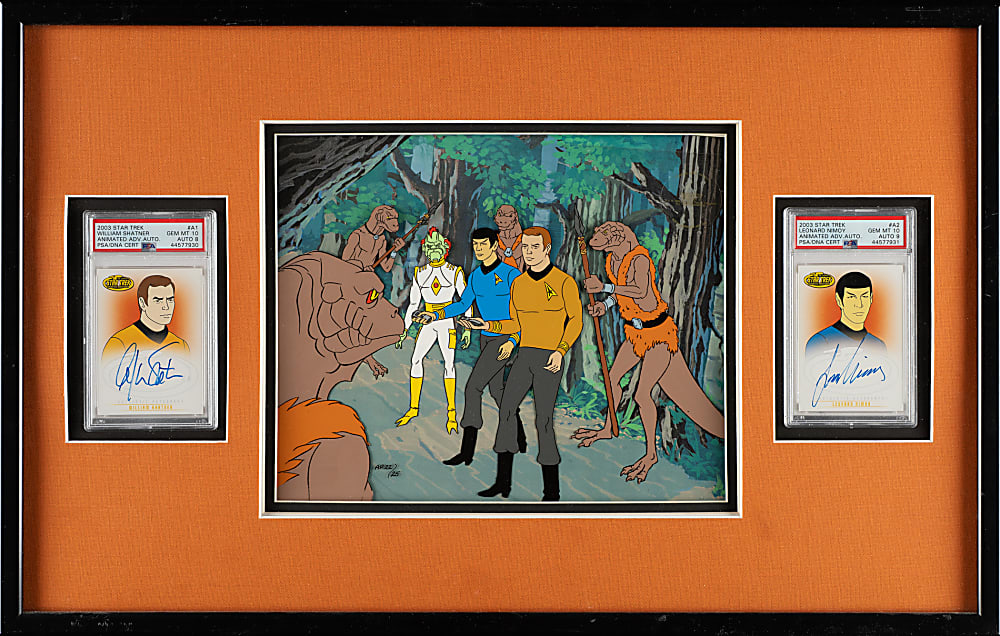 2003 Rittenhouse "Star Trek" Animated Adventures Autograph PSA-Graded Trio in Framed Displays with Limited-Edition Celluloids