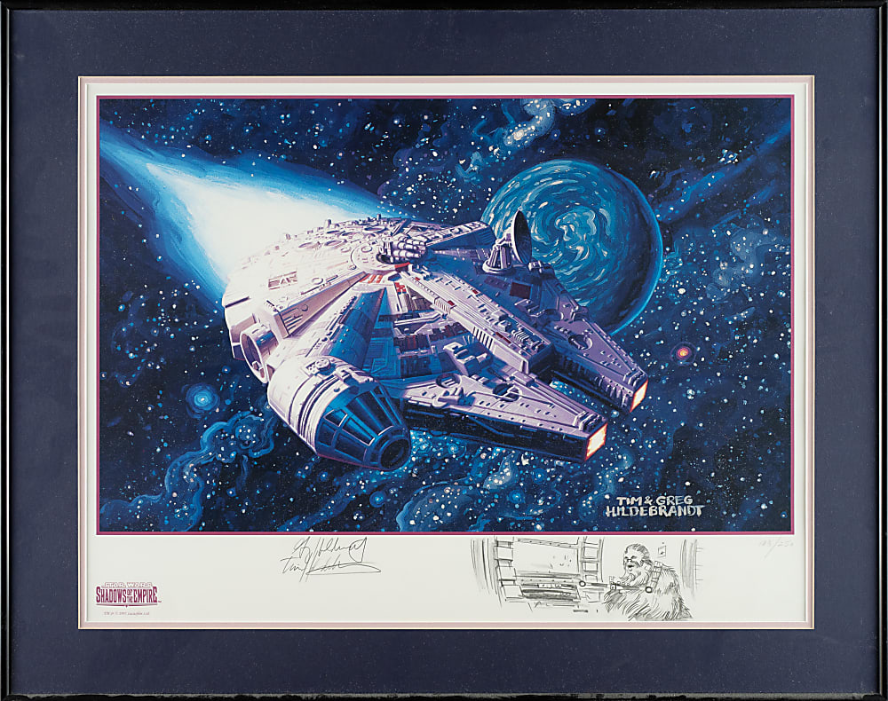 1996 "Star Wars" Shadows of the Empire Limited-Edition Signed Lithograph Pair by Tim and Greg Hildebrandt with Remarque