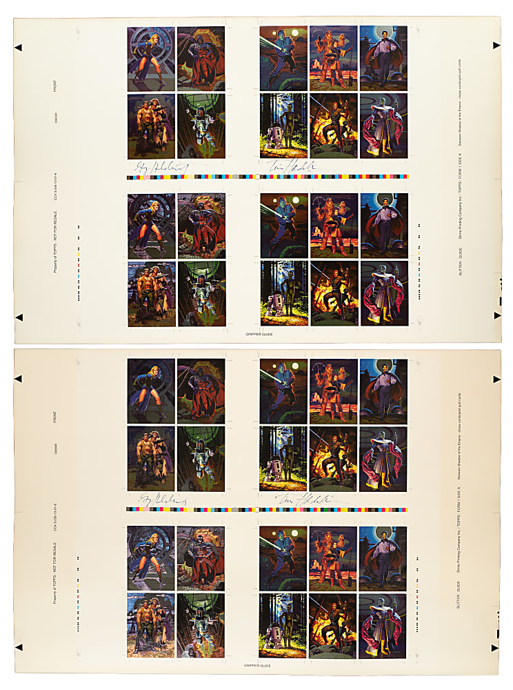 Pair of 1996 Topps "Star Wars" Shadows of the Empire Uncut Sheets (40 Cards) - Signed by Greg and Tim Hildebrandt
