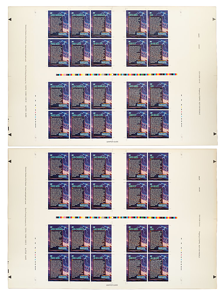 Pair of 1996 Topps "Star Wars" Shadows of the Empire Uncut Sheets (40 Cards) - Signed by Greg and Tim Hildebrandt
