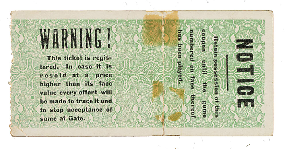 1914 Philadelphia Athletics (vs. Boston "Miracle" Braves) World Series Game 2 Ticket Stub - James vs. Plank