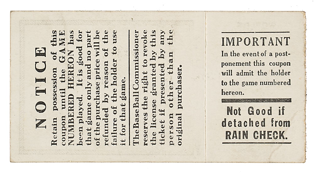 1922 New York Giants (vs. New York Yankees) World Series Game 3 Ticket Stub