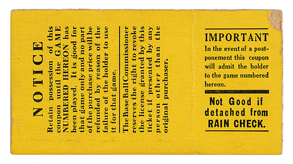 1923 New York Giants (vs. New York Yankees) World Series Game 2 Ticket Stub