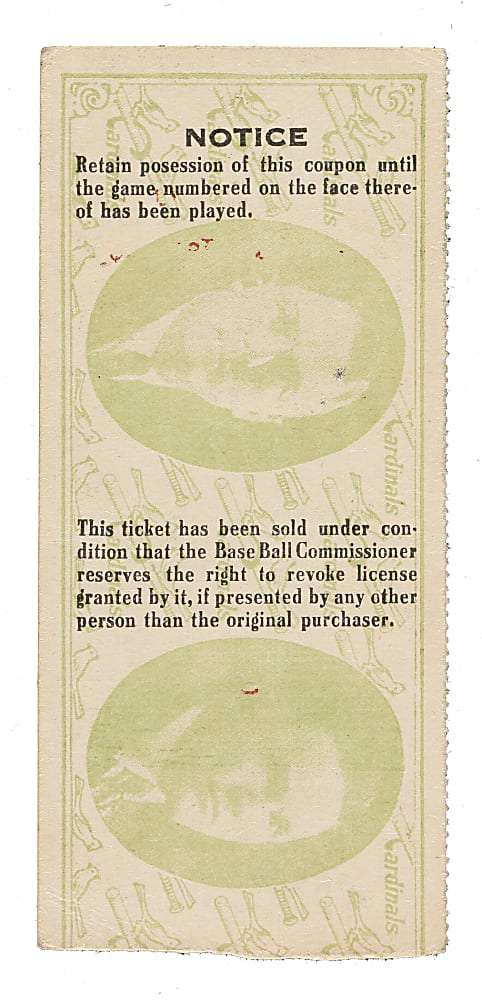 1926 St. Louis Cardinals (vs. New York Yankees) World Series Game 5 Ticket Stub - Tony Lazzeri Game-Winning RBI
