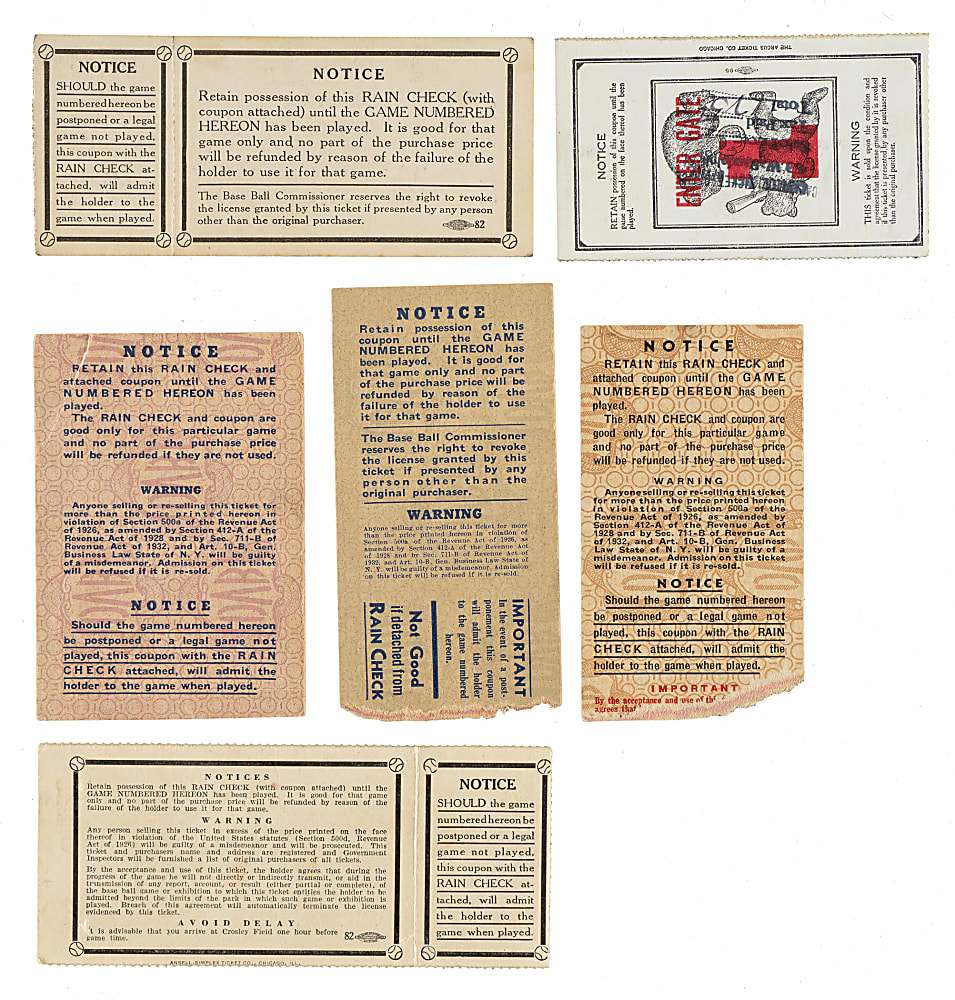 1935 to 1939 World Series Ticket Stub Collection (6) Including Hank Greenberg Home Run