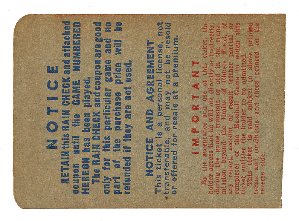 1947 Brooklyn Dodgers (vs. New York Yankees) World Series Game 4 Ticket Stub - Jackie Robinson's First World Series