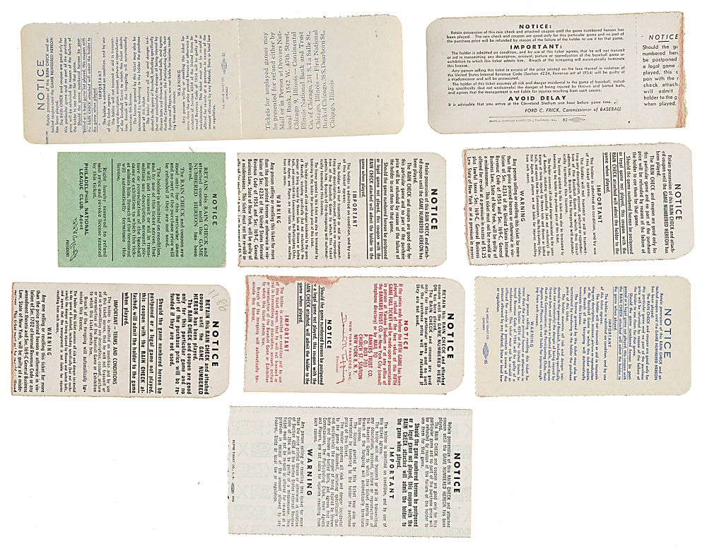 1952 and 1959 World Series Ticket Stub and Full Ticket Trio