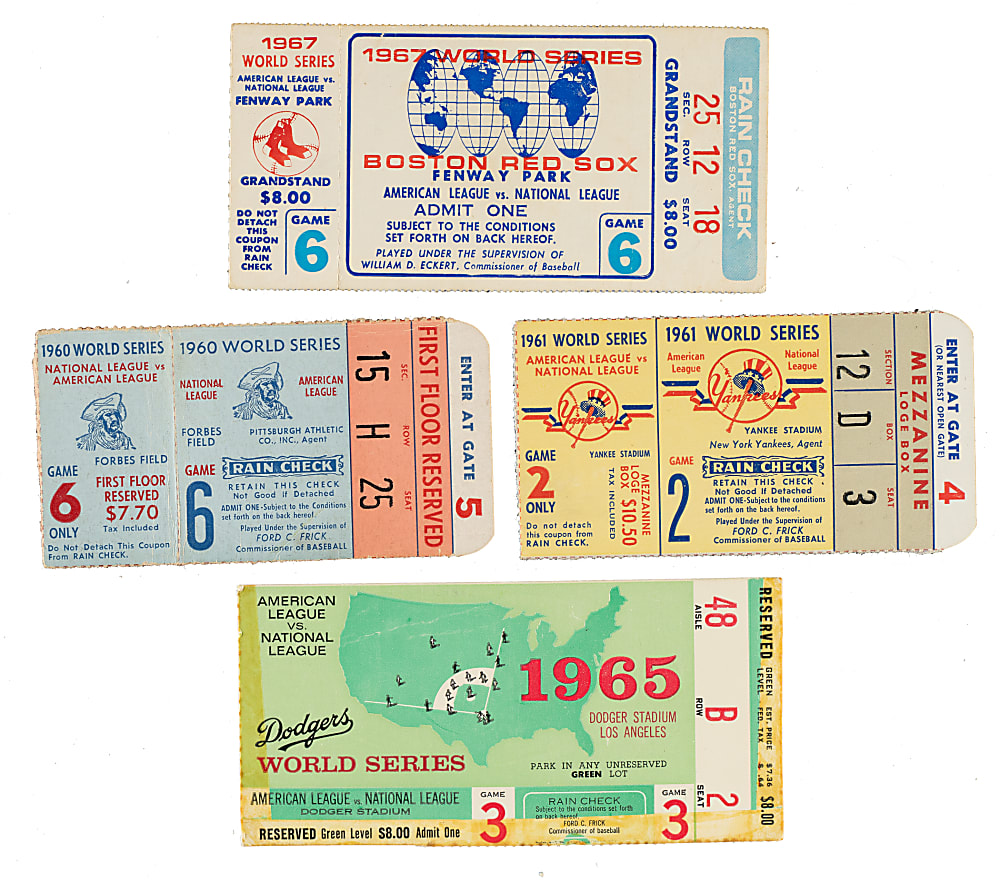 1960 to 1969 World Series Ticket Stub Collection (15)