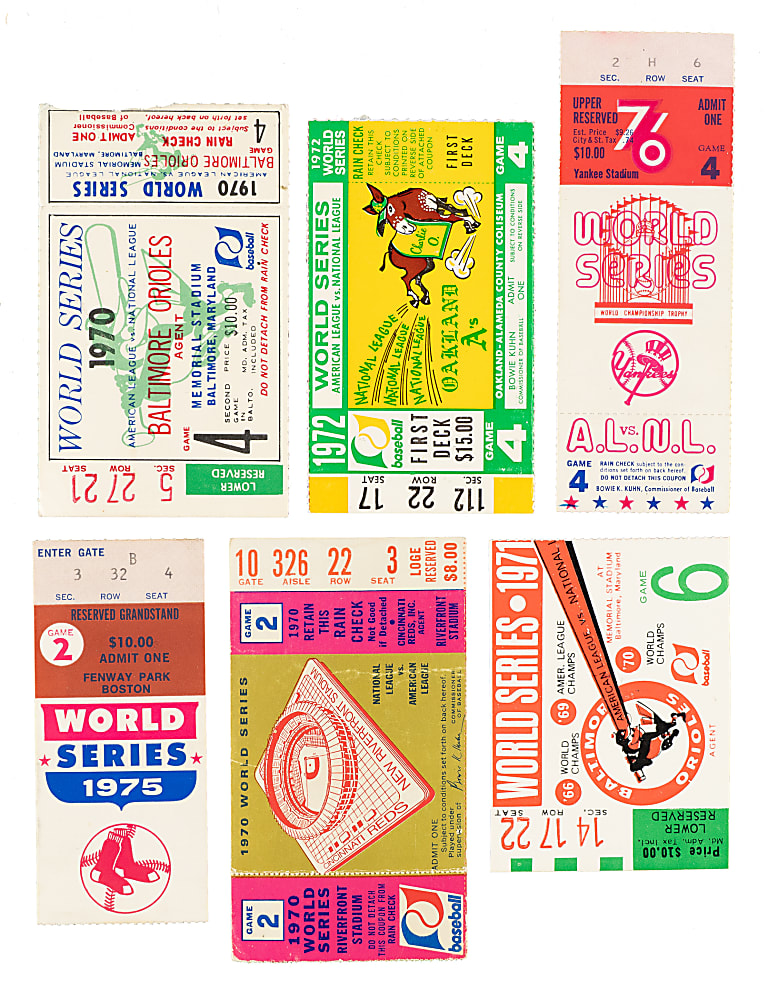 1970 to 1979 World Series Ticket Stub Collection (20)