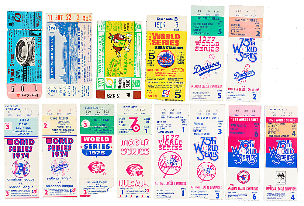 1970 to 1979 World Series Ticket Stub Collection (20)