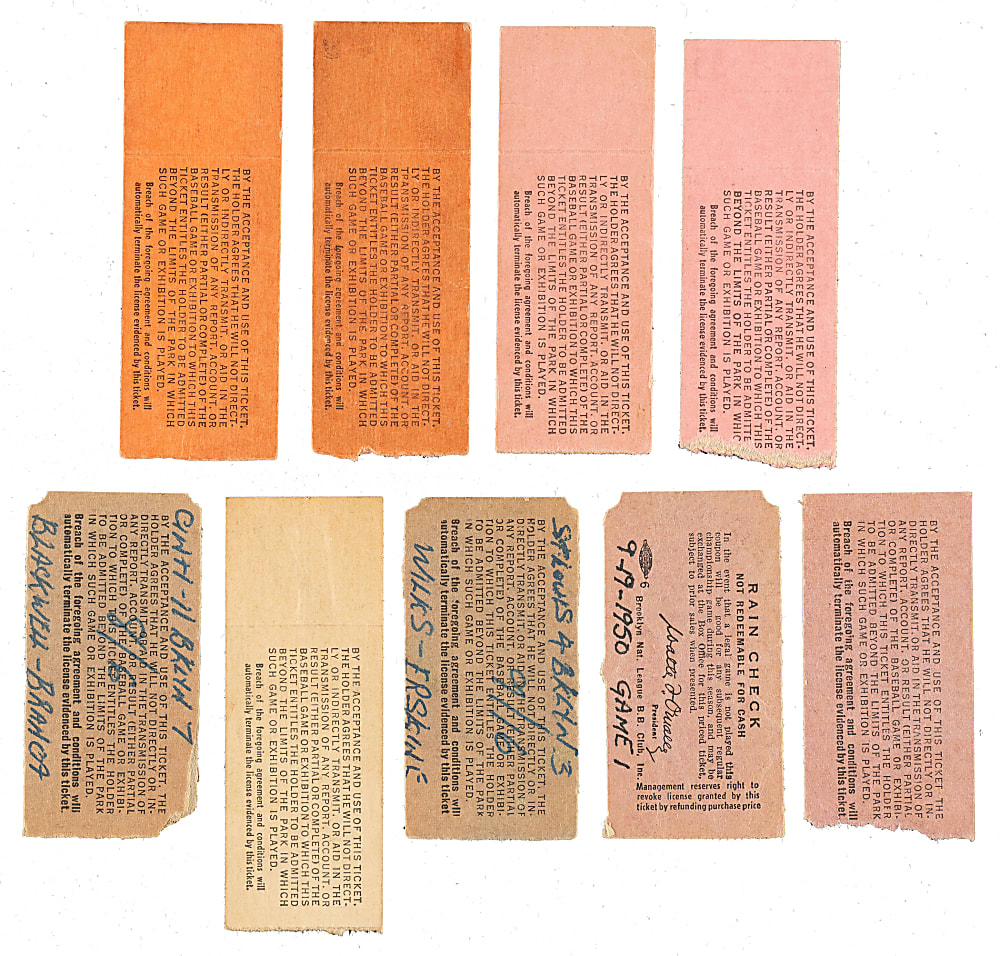 1950 Brooklyn Dodgers Ebbets Field Ticket Stub Collection (15) - All Games Featuring Jackie Robinson!