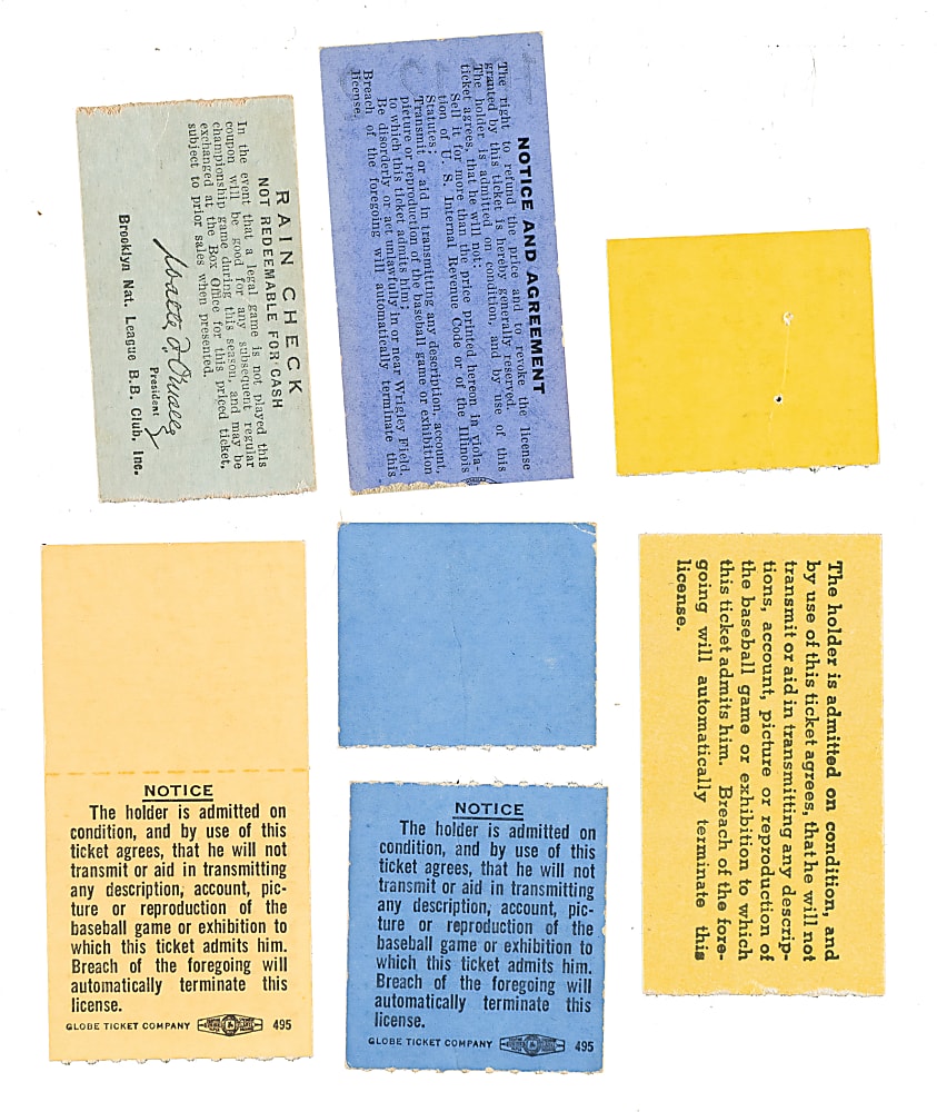 1952 Brooklyn Dodgers Road-Game Ticket Stub Collection (10) - All Games Featuring Jackie Robinson!