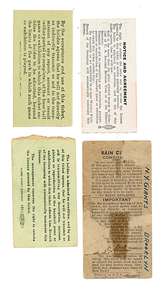 1952 Brooklyn Dodgers Road-Game Ticket Stub Collection (10) - All Games Featuring Jackie Robinson!