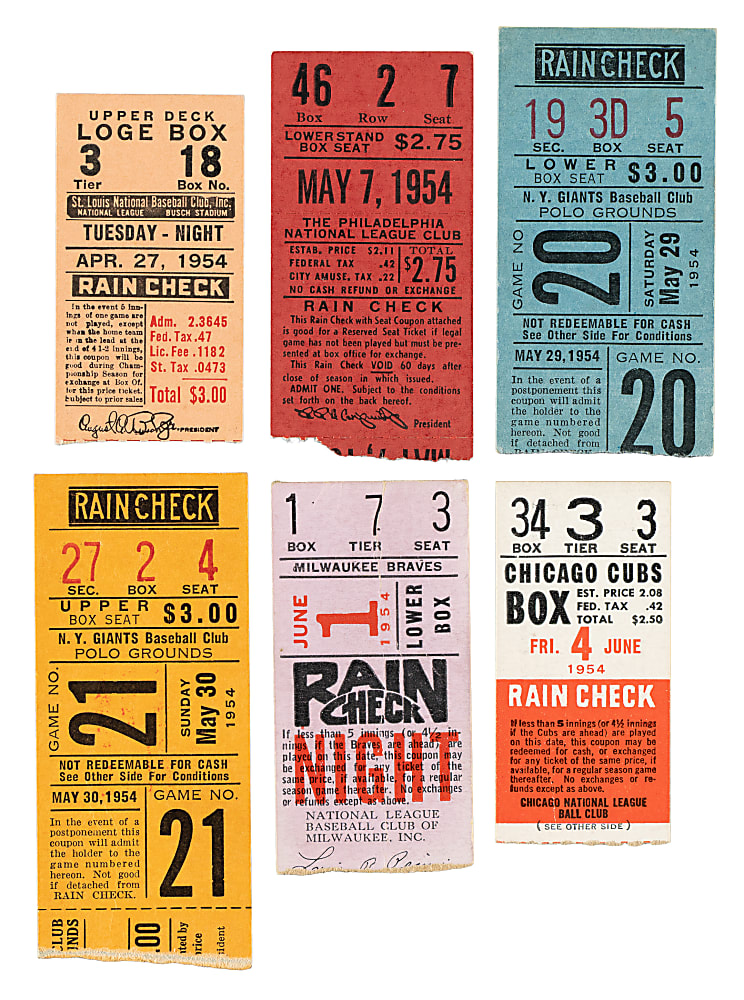 1954 Brooklyn Dodgers Road-Game Ticket Stub Collection (13) - All Games Featuring Jackie Robinson!