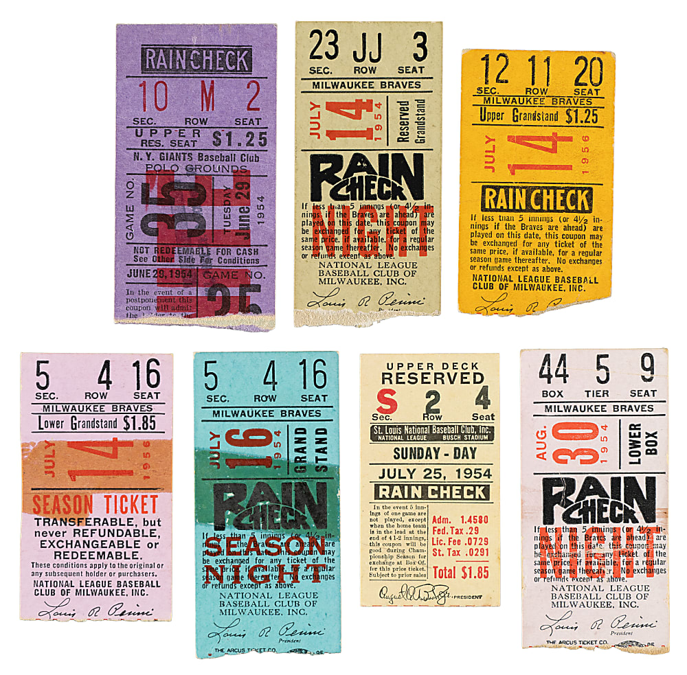 1954 Brooklyn Dodgers Road-Game Ticket Stub Collection (13) - All Games Featuring Jackie Robinson!