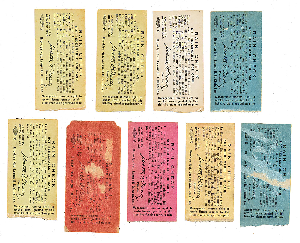 1956 and 1957 Brooklyn Dodgers Ticket Stub Collection (9) - All Games Played in Jersey City