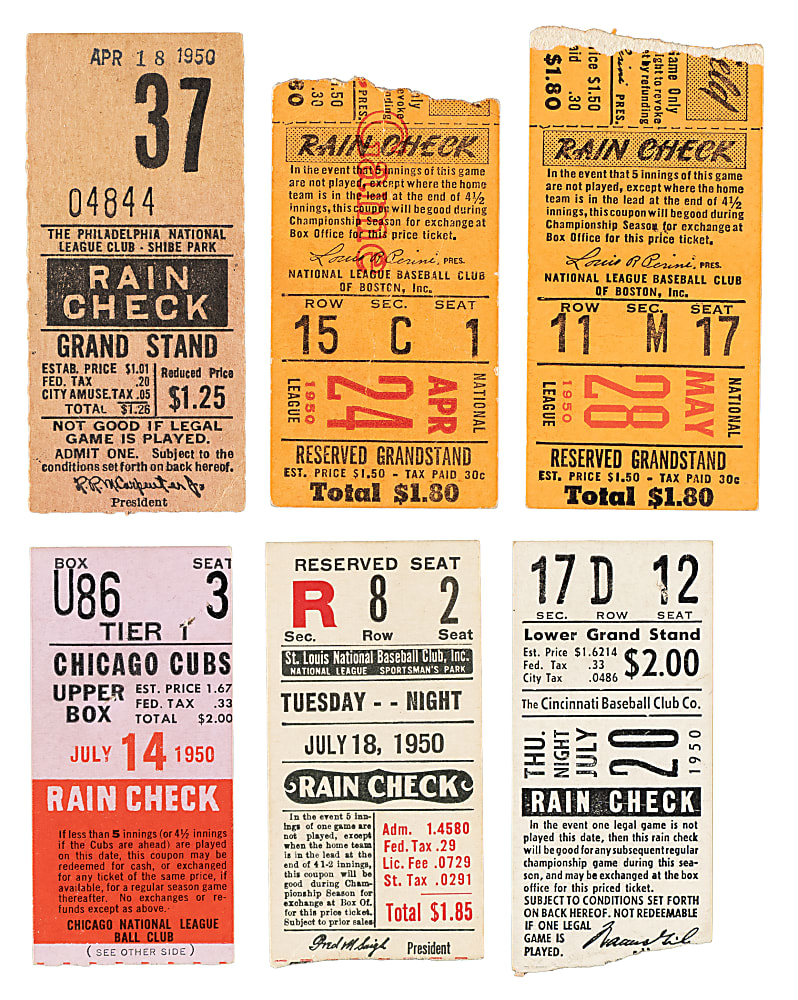 1950 Brooklyn Dodgers Road-Game Ticket Stub Collection (14) - All Games Featuring Jackie Robinson!