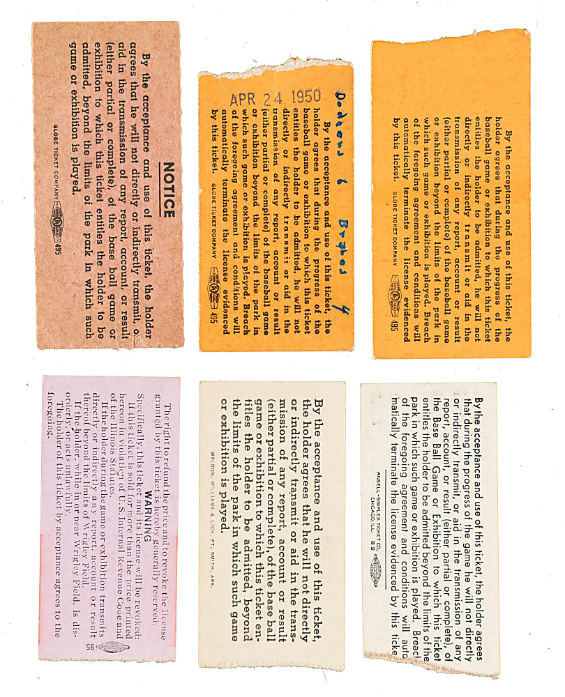 1950 Brooklyn Dodgers Road-Game Ticket Stub Collection (14) - All Games Featuring Jackie Robinson!