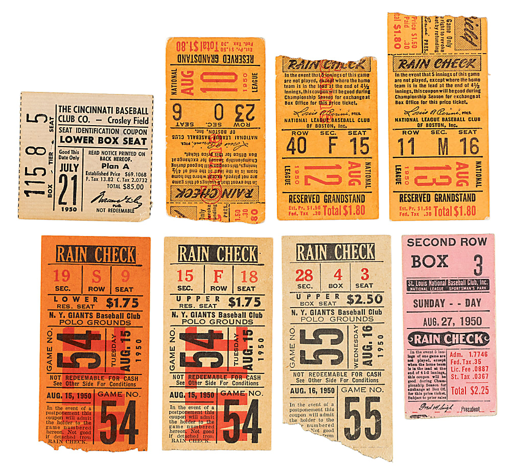 1950 Brooklyn Dodgers Road-Game Ticket Stub Collection (14) - All Games Featuring Jackie Robinson!