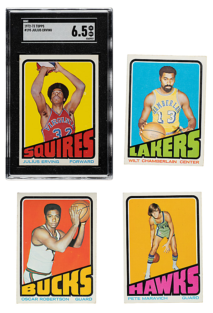 1972-1973 Topps Basketball Complete Set (264) Including #195 Julius Erving Rookie SGC EX/NM+ 6.5