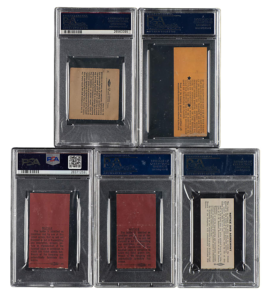 1950 to 1956 Duke Snider Home Run PSA-Graded Ticket Stub Collection (5)