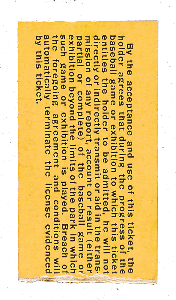 June 1, 1941 Cleveland Indians (vs. New York Yankees) Ticket Stub - Joe DiMaggio 17th and 18th Consecutive Game Hit Streak
