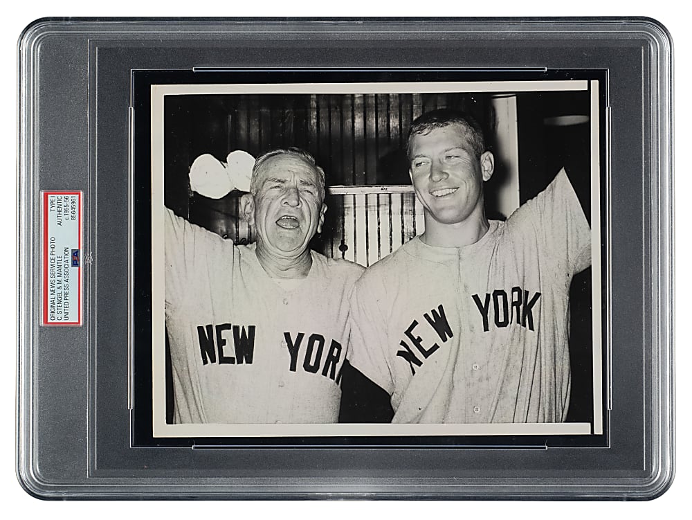 Circa 1955-1956 Casey Stengel and Mickey Mantle Original United Press Association Photograph PSA/DNA Type I