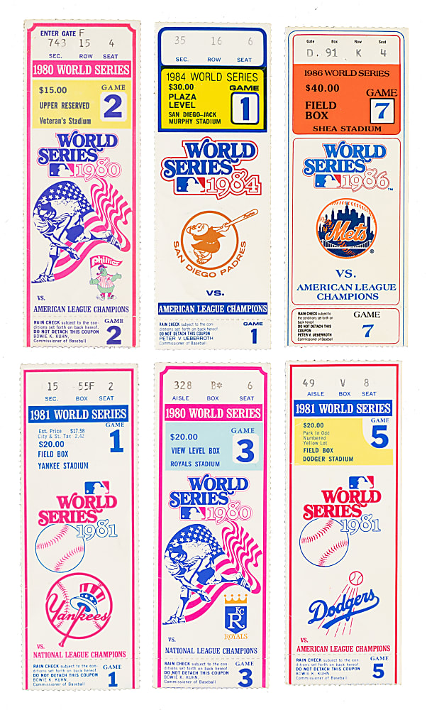 1980 to 1989 World Series Ticket Stub Collection (19)