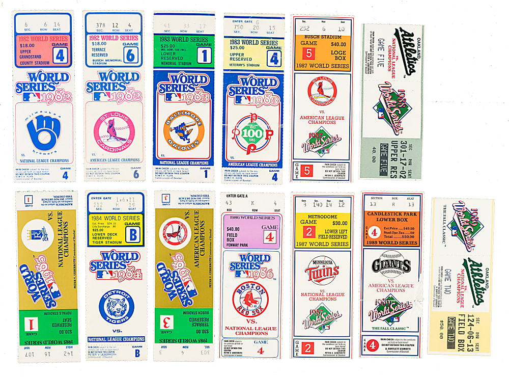 1980 to 1989 World Series Ticket Stub Collection (19)