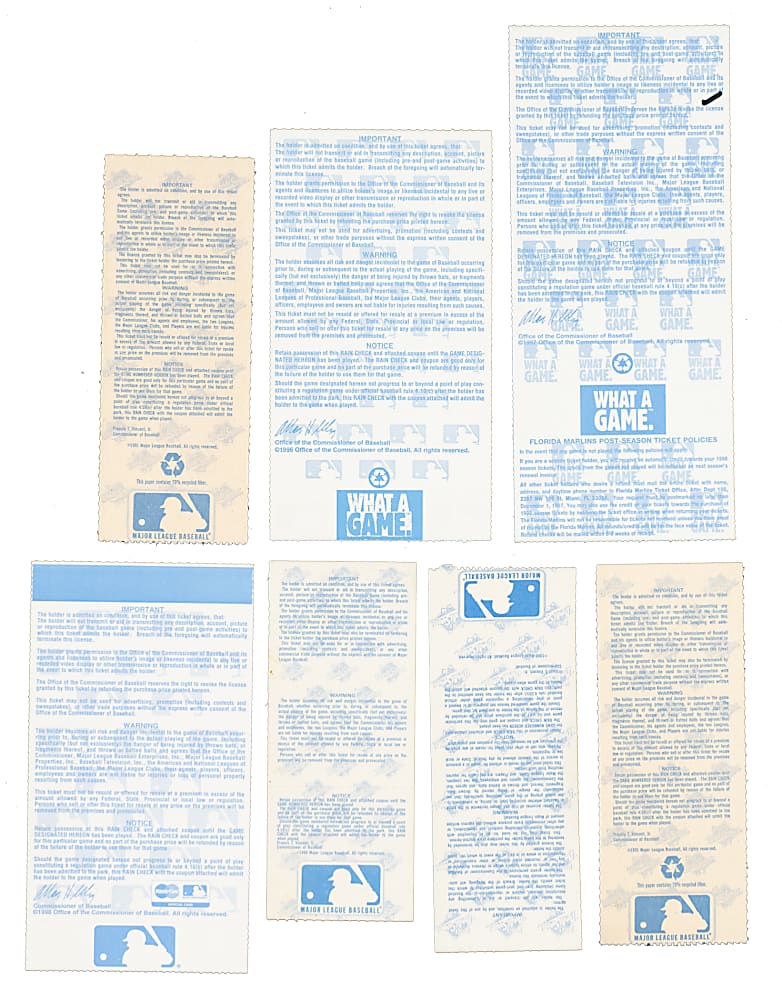 1990 to 1999 World Series Ticket Stub Collection (18)