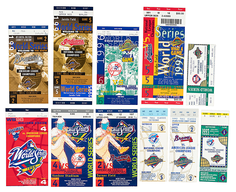 1990 to 1999 World Series Ticket Stub Collection (18)