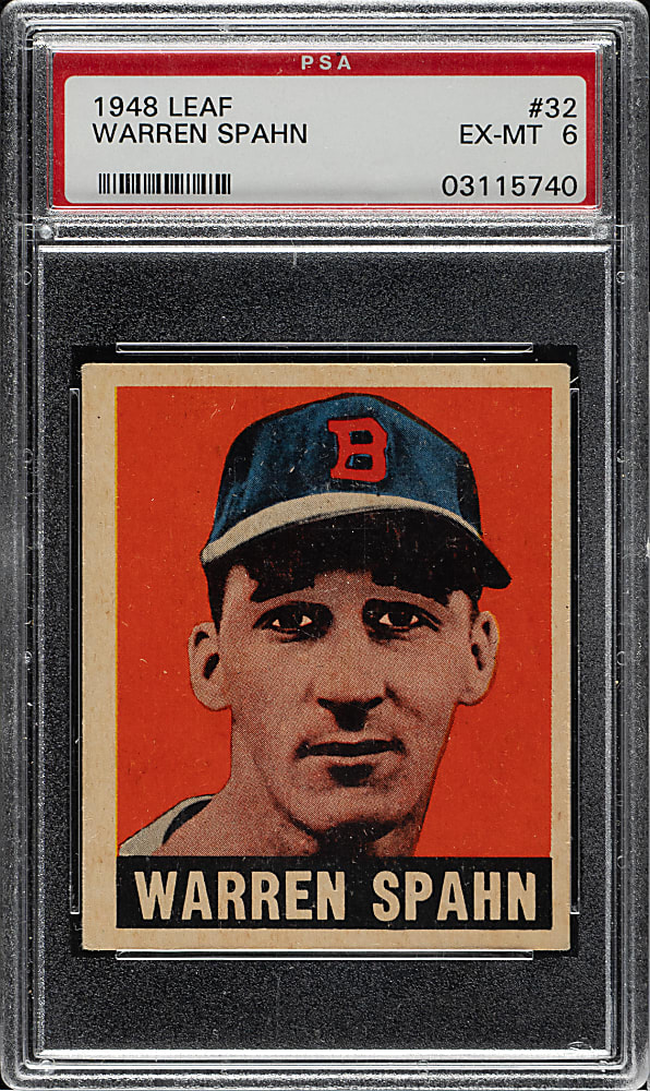 1948-1949 Leaf #32 Warren Spahn Rookie PSA EX-MT 6