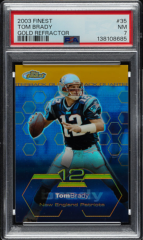 2003 Topps Finest Football #35 Tom Brady Gold Refractor #15/50 PSA NM 7