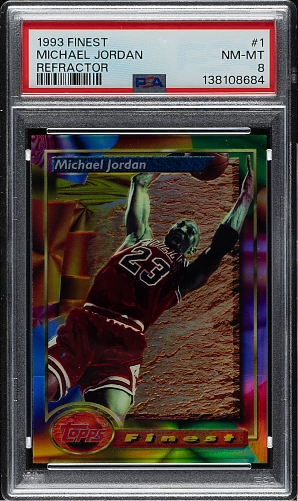 1993-1994 Topps Finest Basketball #1 Michael Jordan Refractor PSA NM-MT 8