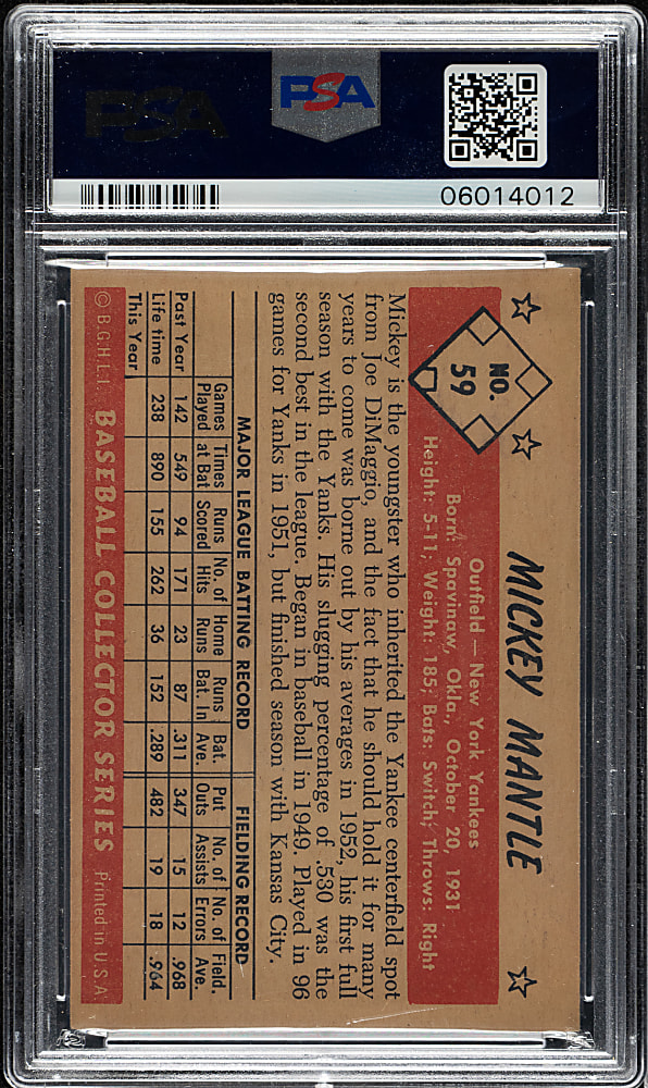 1953 Bowman Color #59 Mickey Mantle PSA NM 7