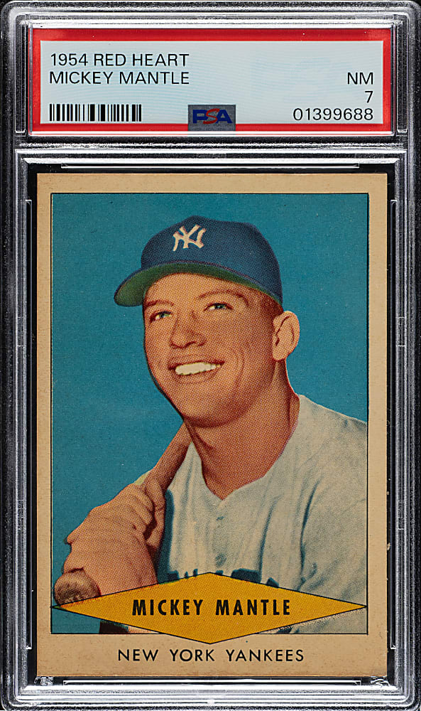 1954 Red Heart Dog Food Mickey Mantle PSA NM 7
