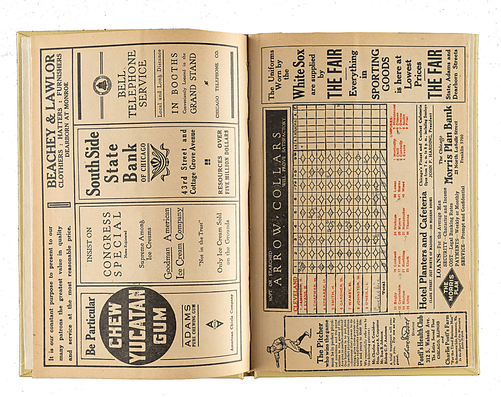 1920 Chicago White Sox (vs. Cleveland Indians) Program with Joe Jackson, Eddie Cicotte, and Eddie Collins in Lineup