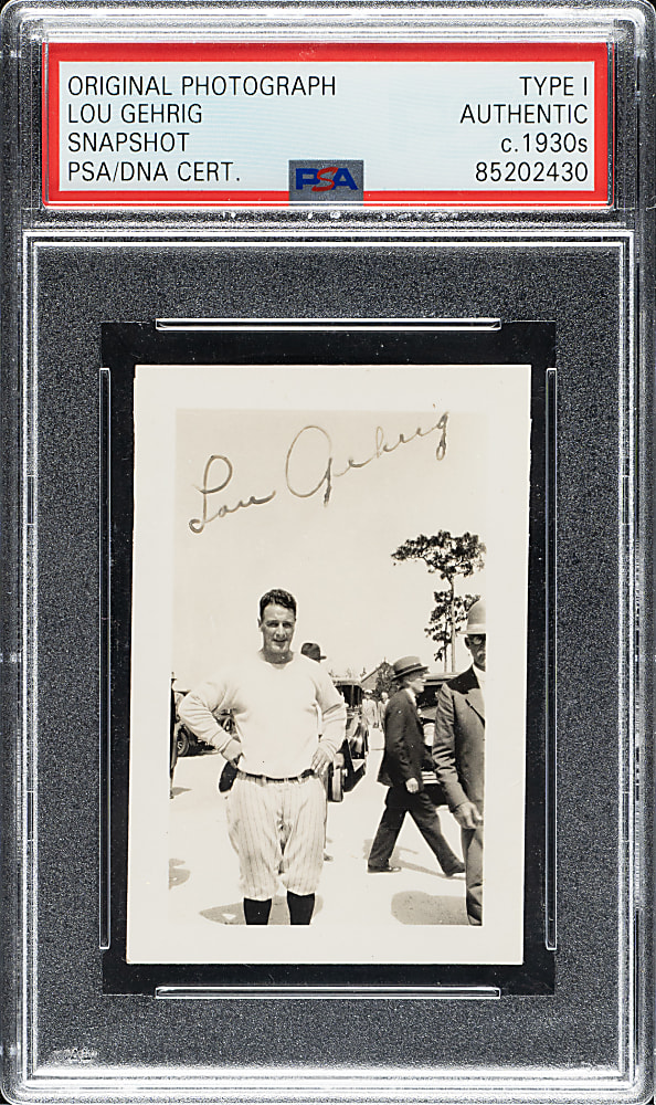 Signed Circa 1930s Lou Gehrig Original Snapshot Photograph PSA/DNA Type I