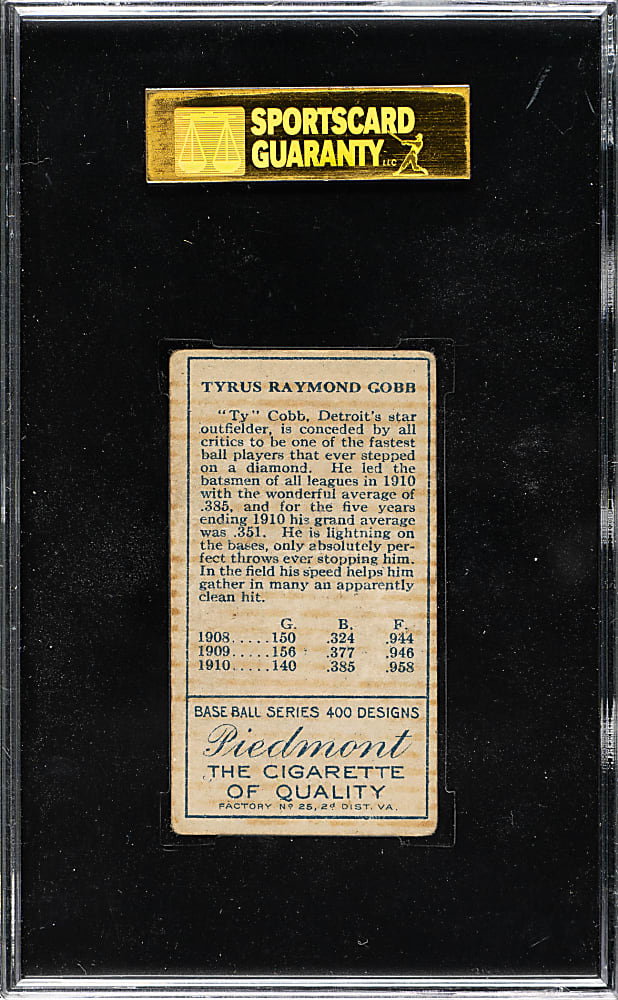 1911 T205 Gold Border Ty Cobb SGC GOOD 30