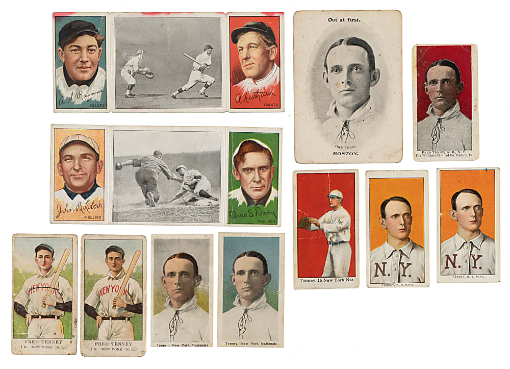 1910-Era Fred Tenney Type-Card Collection (11) Including E90-1, T206, T202, and M116