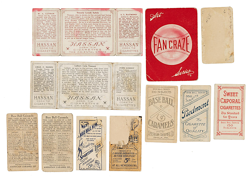 1910-Era Fred Tenney Type-Card Collection (11) Including E90-1, T206, T202, and M116