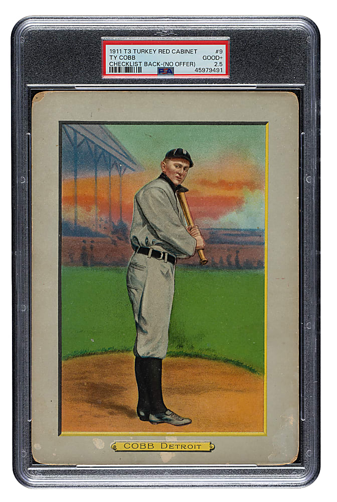 1911 T3 Turkey Red #9 Ty Cobb PSA GOOD+ 2.5 - Rare Checklist (No Offer) Reverse