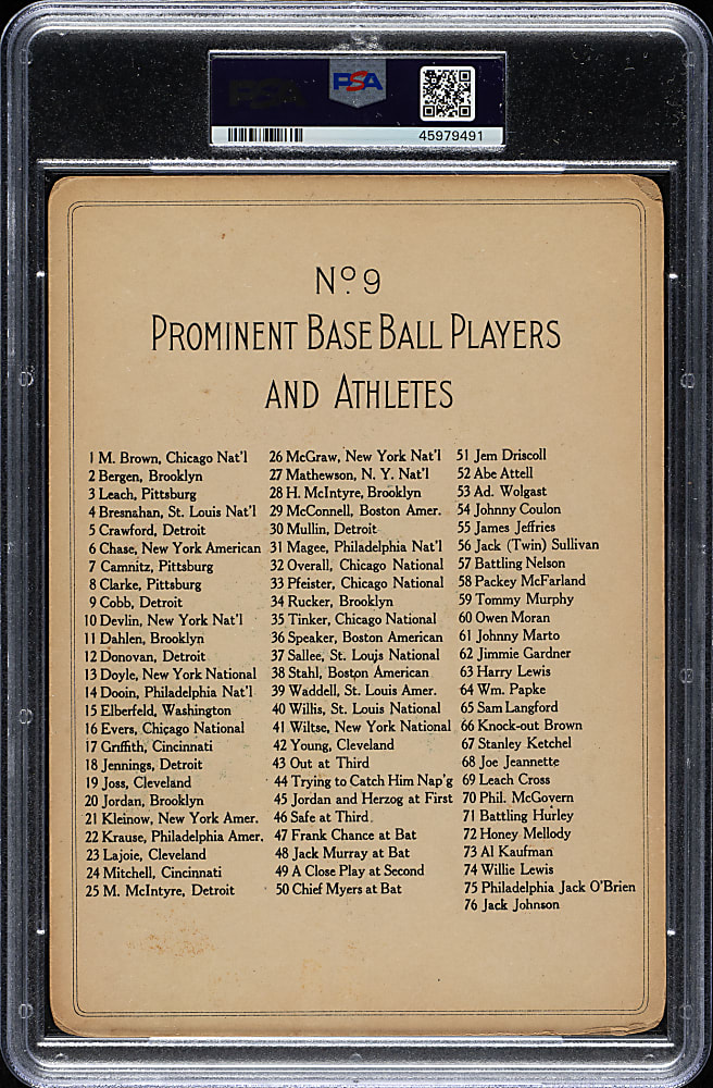 1911 T3 Turkey Red #9 Ty Cobb PSA GOOD+ 2.5 - Rare Checklist (No Offer) Reverse