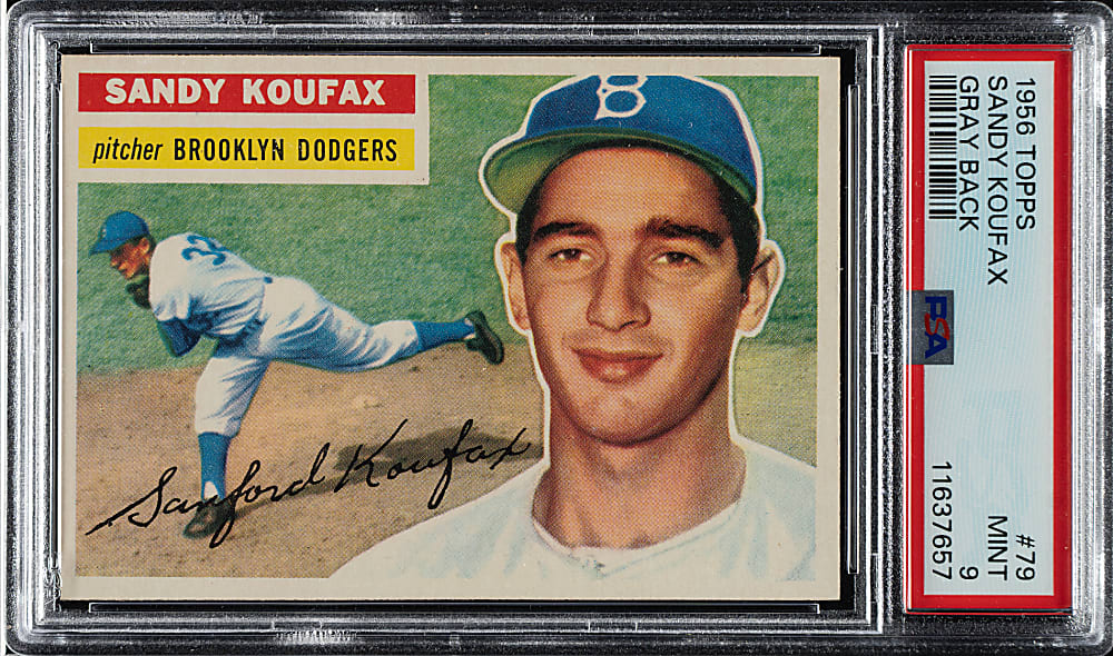 1956 Topps #79 Sandy Koufax Gray Back PSA MINT 9